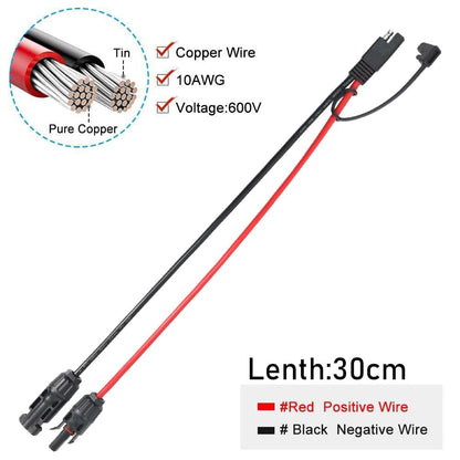 10AWG Solar PV Extension Cable SAE to MC4 Male Female 30A 600V for RV Solar Pan