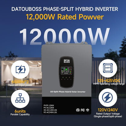 12000W Hybrid Solar Inverter with Wifi, 48V Split Phase