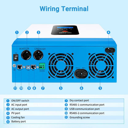SUNGOLDPOWER UL1741 5000W Hybrid Solar Inverter,48V DC to 110V/120V Ac,All in One,80A MPPT Solar Charger and 40A AC Battery Charger Pure Sine Wave for off Grid System(No Parallel)