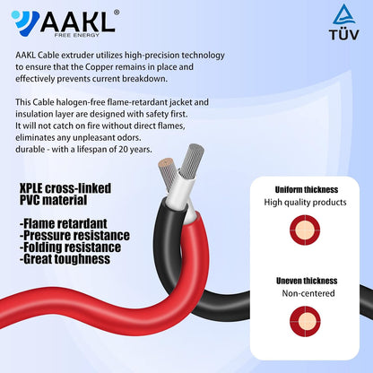 Solar Extension Cable 30 Ft 10AWG (6Mm²) Solar Power Cable Wire Male Female Connectors Gauge 30' 30A Wire for Roof PV Wire Solar Panel Cables 10 Gauge Wire