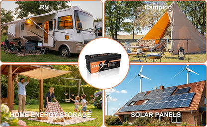 24V 100Ah Lifepo4 Lithium Battery with 100A BMS 2560Wh 15000+ Deep Cycles