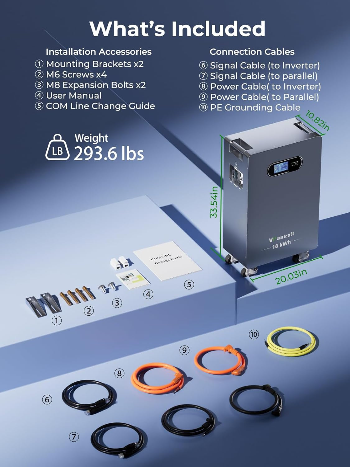 51.2V 314Ah Lifepo4 Battery, 16076.8Wh Energy Storage with 200A BMS, 250A Breaker, LCD Touchscreen, Bluetooth/Wifi, RS485/CAN/RS232 for Home Backup, Off-Grid Solar
