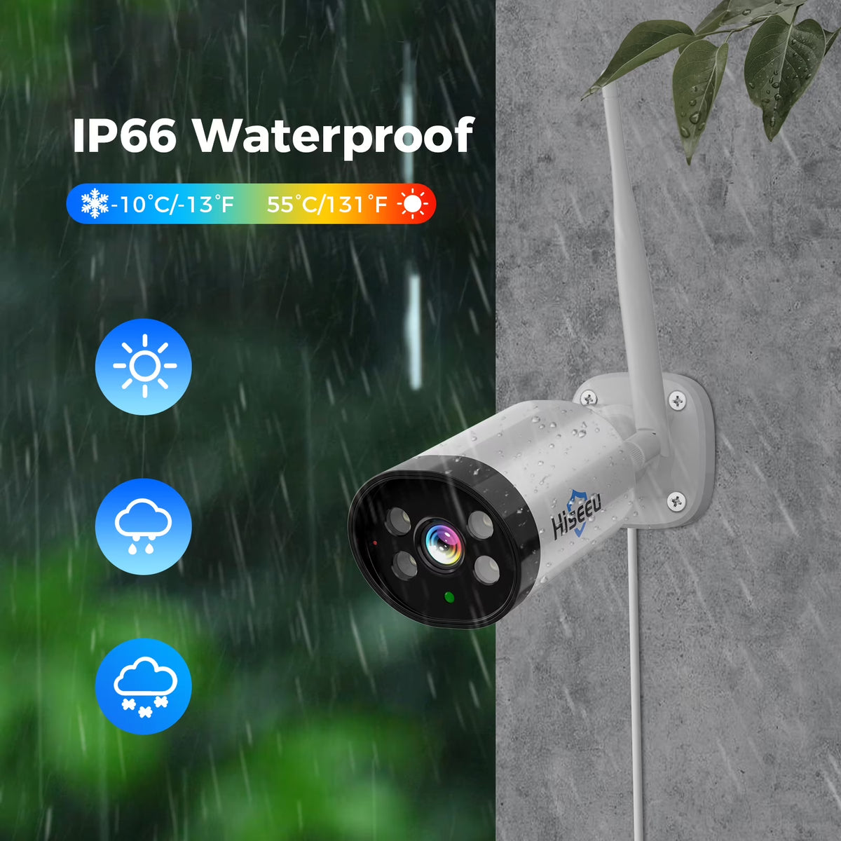 3MP Wireless Wi-Fi Security Camera System without Hard Drive, Color Night Vision, Motion Detection,2- Way Audio,Ip66 Waterproof, for Indoor Outdoor
